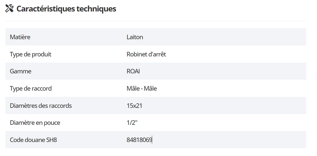 Robinet d'arrêt avec bouchon et attache ROAI BD95521 M-M 1/2 DN