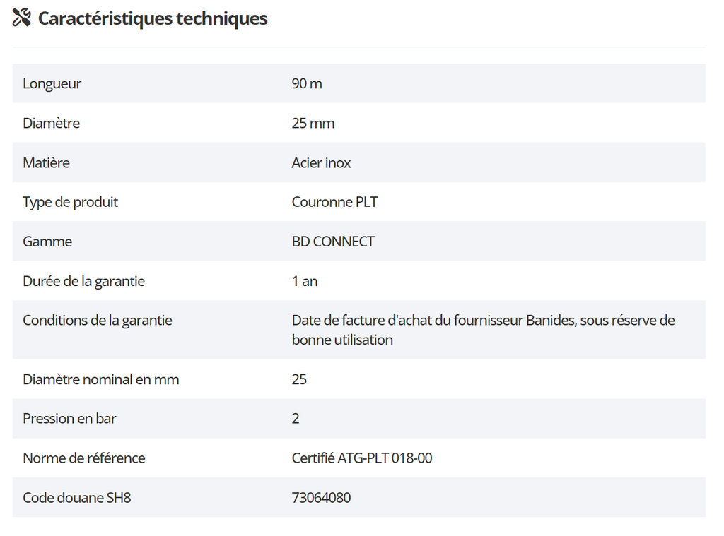 Couronne PLT BD CONNECT DN25x90m